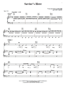 page one of Savior's Here (Piano, Vocal & Guitar Chords (Right-Hand Melody))