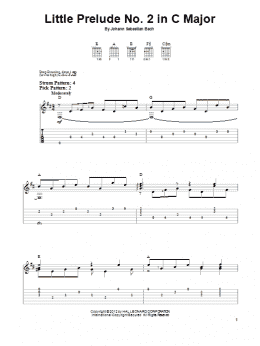 page one of Little Prelude No. 2 In C Major (Easy Guitar Tab)