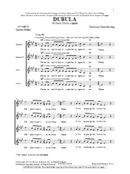 page one of Dubula (SSA Choir)