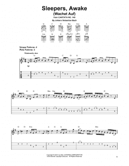 page one of Sleepers, Awake (Wachet Auf) (Easy Guitar Tab)