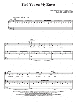 page one of Find You On My Knees (Piano, Vocal & Guitar Chords (Right-Hand Melody))