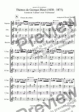 page one of Bizet - Themes de Carmen & l'Arlesienne (sax quartet)