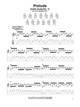 page one of Prelude (Cello Suite No. 1) (Easy Guitar Tab)