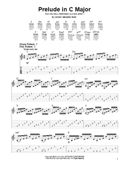 page one of Prelude In C Major (Easy Guitar Tab)