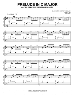 page one of Prelude In C Major (Piano, Vocal & Guitar Chords (Right-Hand Melody))
