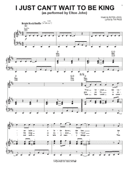 page one of I Just Can't Wait To Be King (from The Lion King) (Piano, Vocal & Guitar Chords (Right-Hand Melody))