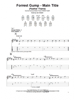page one of Forrest Gump - Main Title (Feather Theme) (Easy Guitar Tab)