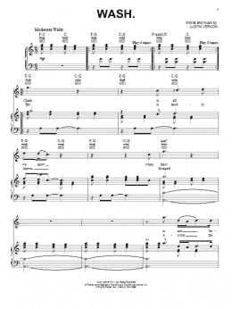 page one of Wash. (Piano, Vocal & Guitar Chords (Right-Hand Melody))