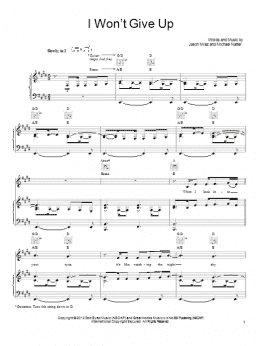 page one of I Won't Give Up (Piano, Vocal & Guitar Chords (Right-Hand Melody))