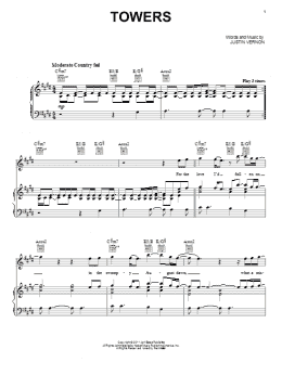 page one of Towers (Piano, Vocal & Guitar Chords (Right-Hand Melody))