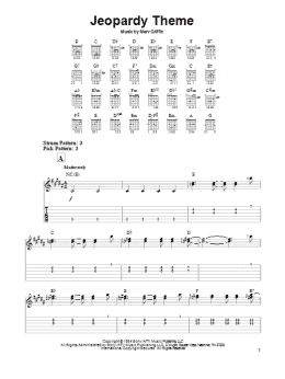page one of Jeopardy Theme (Easy Guitar Tab)