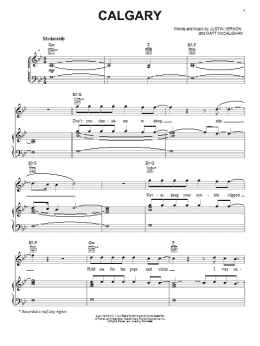 page one of Calgary (Piano, Vocal & Guitar Chords (Right-Hand Melody))
