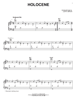 page one of Holocene (Piano, Vocal & Guitar Chords (Right-Hand Melody))