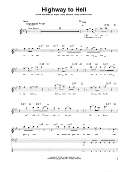 page one of Highway To Hell (Bass Guitar Tab)