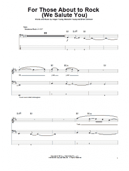page one of For Those About To Rock (We Salute You) (Bass Guitar Tab)