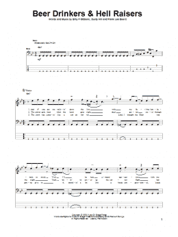 page one of Beer Drinkers & Hell Raisers (Bass Guitar Tab)