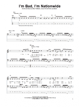 page one of I'm Bad, I'm Nationwide (Bass Guitar Tab)