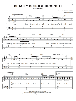 page one of Beauty School Dropout (Easy Piano)