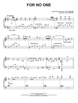 page one of For No One (Piano Solo)