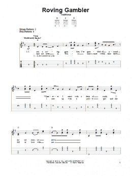 page one of Roving Gambler (Easy Guitar Tab)