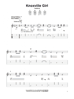 page one of Knoxville Girl (Easy Guitar Tab)
