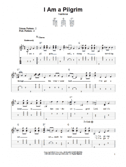 page one of I Am A Pilgrim (Easy Guitar Tab)