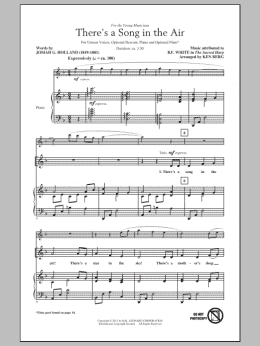 page one of There's A Song In The Air (Unison Choir)