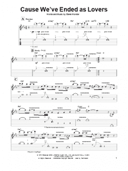 page one of Cause We've Ended As Lovers (Guitar Tab (Single Guitar))