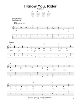 page one of I Know You, Rider (Easy Guitar Tab)