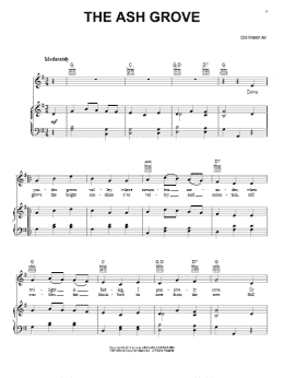 page one of The Ash Grove (Piano, Vocal & Guitar Chords (Right-Hand Melody))