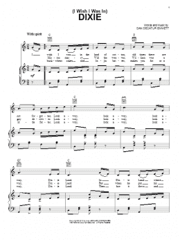 page one of (I Wish I Was In) Dixie (Piano, Vocal & Guitar Chords (Right-Hand Melody))
