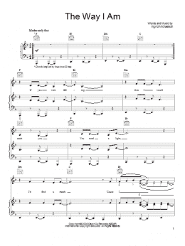 page one of The Way I Am (Piano, Vocal & Guitar Chords (Right-Hand Melody))