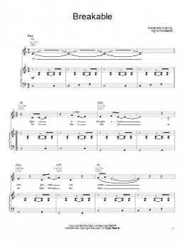 page one of Breakable (Piano, Vocal & Guitar Chords (Right-Hand Melody))