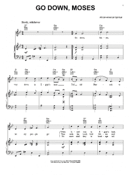 page one of Go Down Moses (Piano, Vocal & Guitar Chords (Right-Hand Melody))