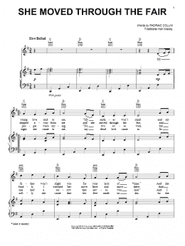 page one of She Moved Thro' The Fair (She Moved Through The Fair) (Piano, Vocal & Guitar Chords (Right-Hand Melody))