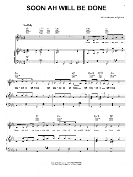 page one of Soon Ah Will Be Done (Piano, Vocal & Guitar Chords (Right-Hand Melody))