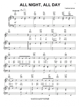 page one of All Night, All Day (Piano, Vocal & Guitar Chords (Right-Hand Melody))