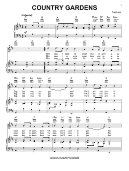 page one of Country Gardens (Piano, Vocal & Guitar Chords (Right-Hand Melody))