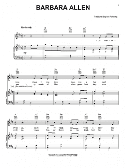 page one of Barbara Allen (Piano, Vocal & Guitar Chords (Right-Hand Melody))