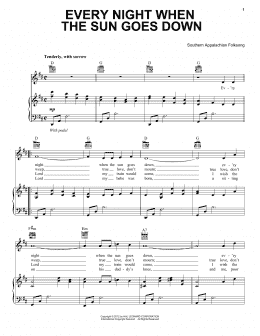 page one of Every Night When Sun Goes Down (Piano, Vocal & Guitar Chords (Right-Hand Melody))