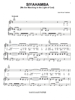 page one of Siyahamba (We Are Marching In The Light Of God) (Piano, Vocal & Guitar Chords (Right-Hand Melody))