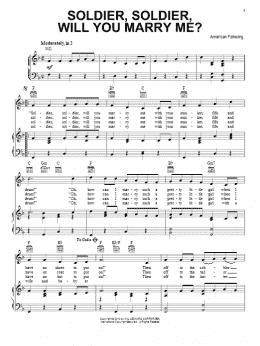 page one of Soldier, Soldier Will You Marry Me (Piano, Vocal & Guitar Chords (Right-Hand Melody))