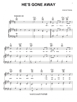 page one of He's Gone Away (Piano, Vocal & Guitar Chords (Right-Hand Melody))