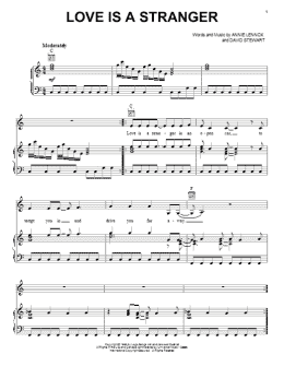 page one of Love Is A Stranger (Piano, Vocal & Guitar Chords (Right-Hand Melody))