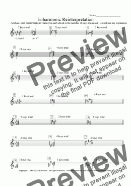page one of Enharmonic reinterpretation worksheet