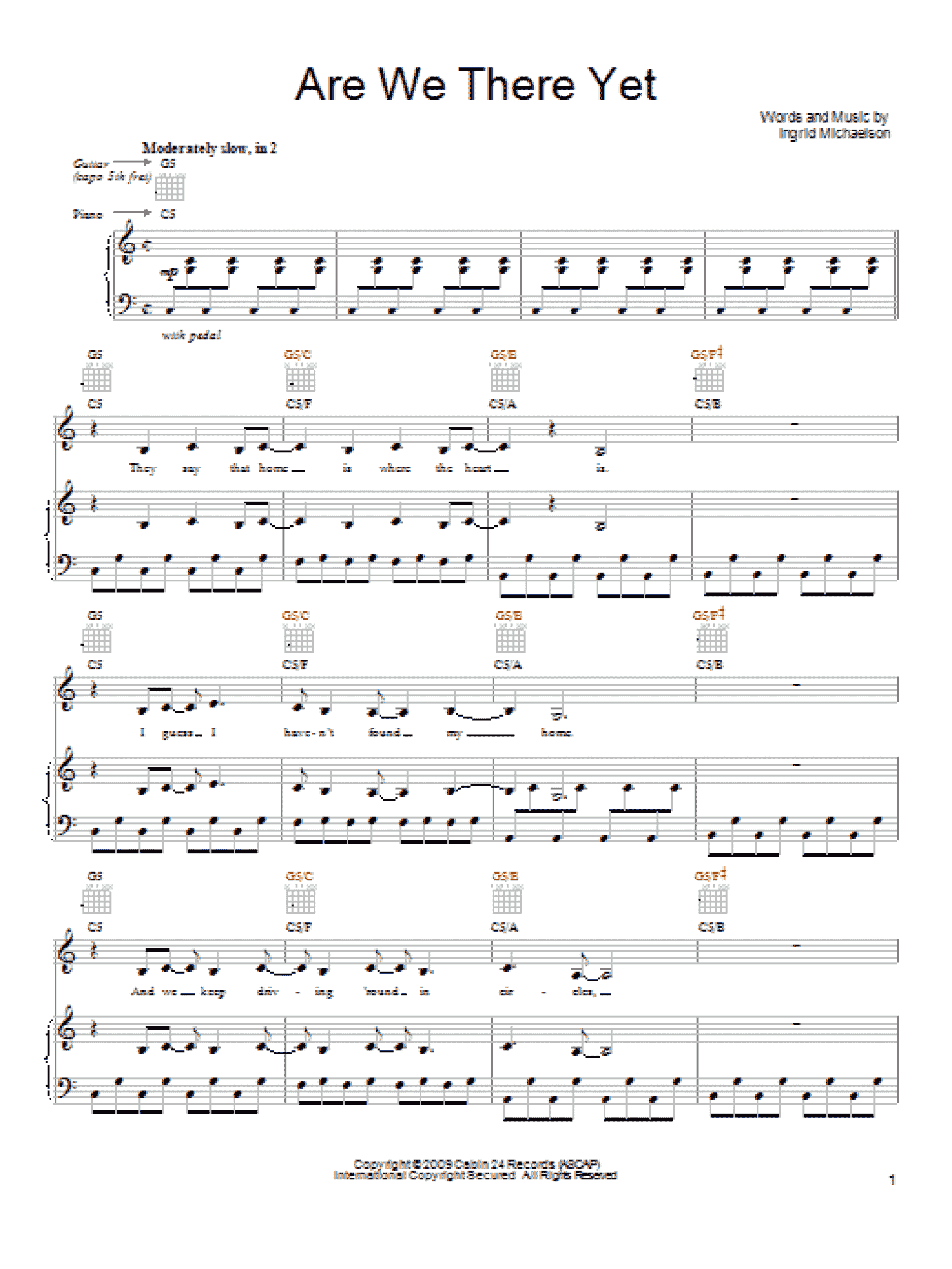Are We There Yet (Piano, Vocal & Guitar Chords (Right-Hand Melody))