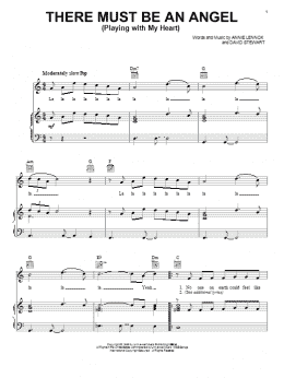 page one of There Must Be An Angel (Playing With My Heart) (Piano, Vocal & Guitar Chords (Right-Hand Melody))