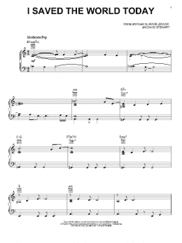page one of I Saved The World Today (Piano, Vocal & Guitar Chords (Right-Hand Melody))