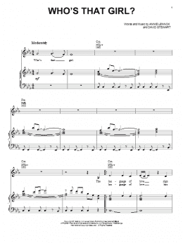 page one of Who's That Girl? (Piano, Vocal & Guitar Chords (Right-Hand Melody))