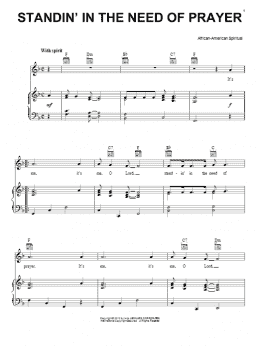 page one of Standin' In The Need Of Prayer (Piano, Vocal & Guitar Chords (Right-Hand Melody))